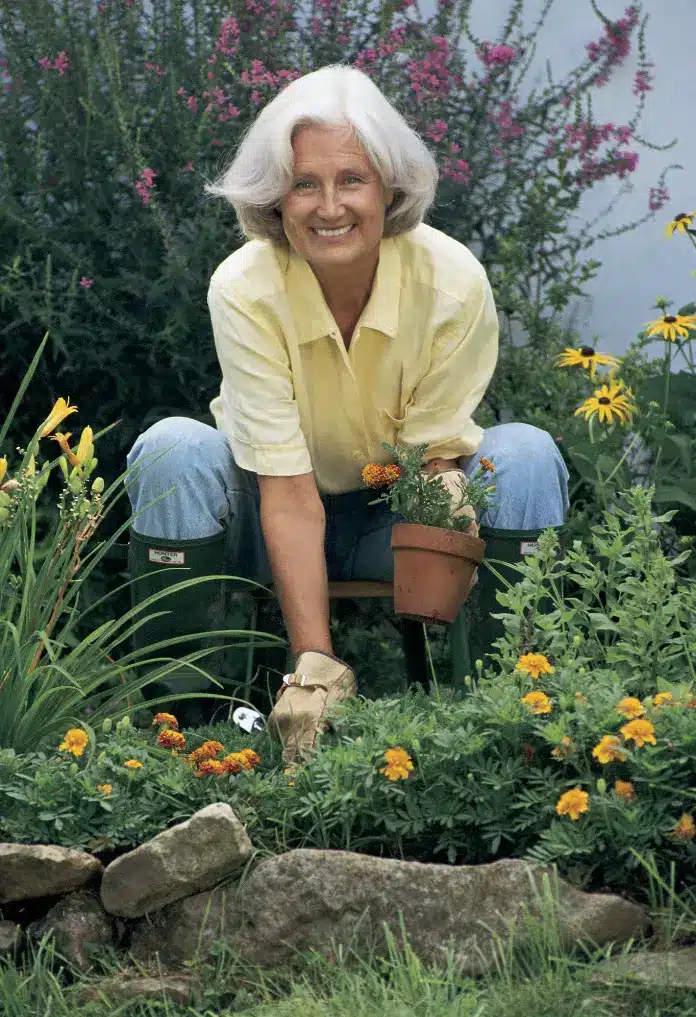 Old woman gardening