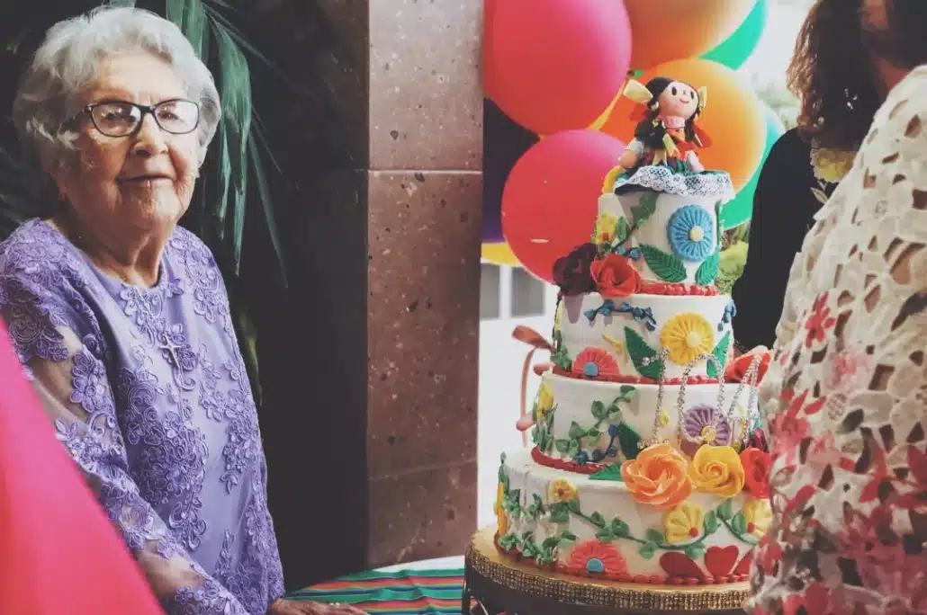 Old woman celebrating her birthday.
